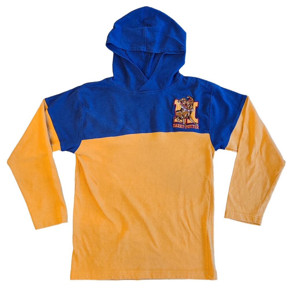 Harry Potter Hogwarts blue gold hooded long sleeve shirt Medium 10/12